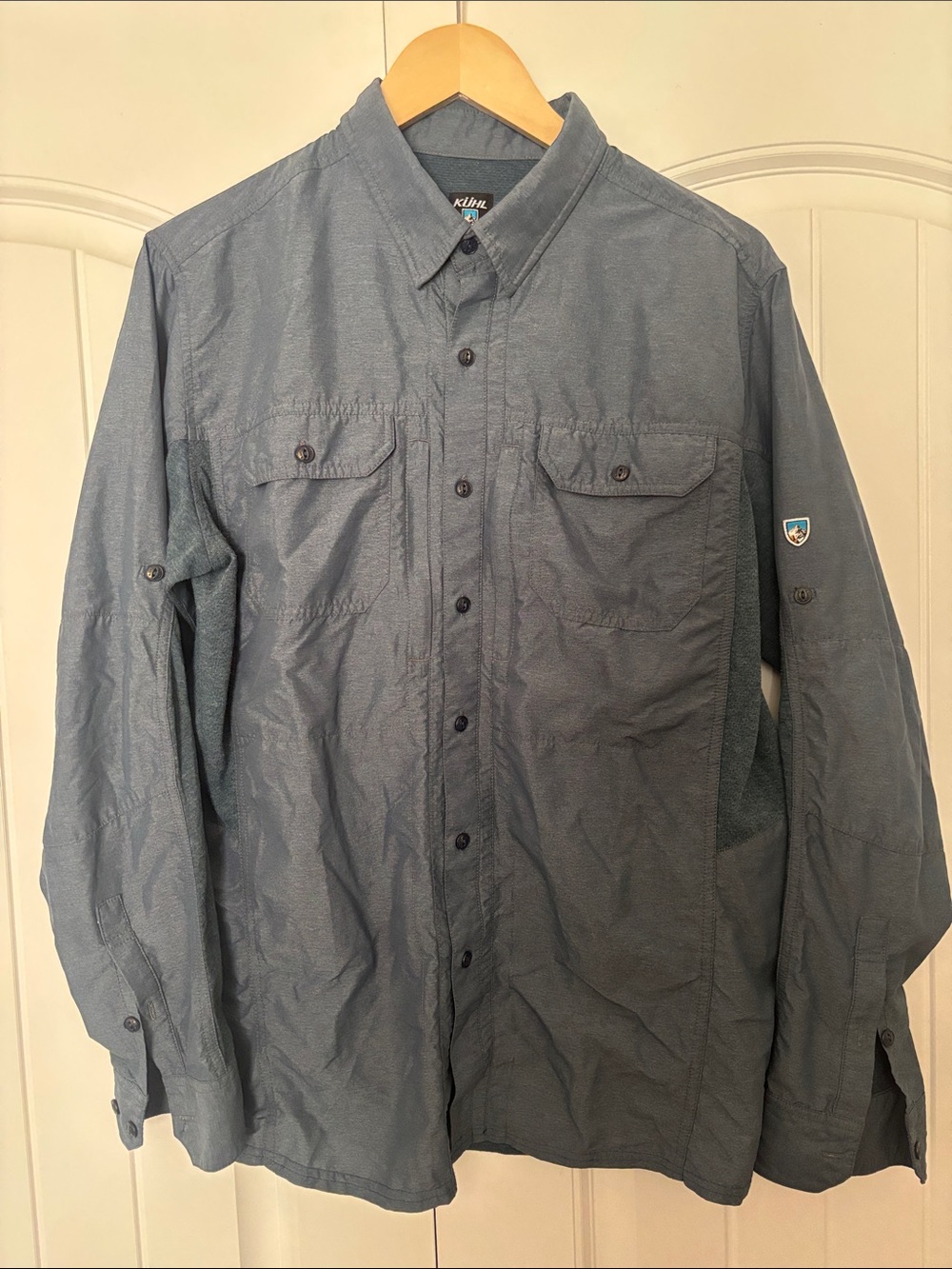 Kuhl Men's Lightweight Button-Up Shirt Jacket in Slate Gray-Blue